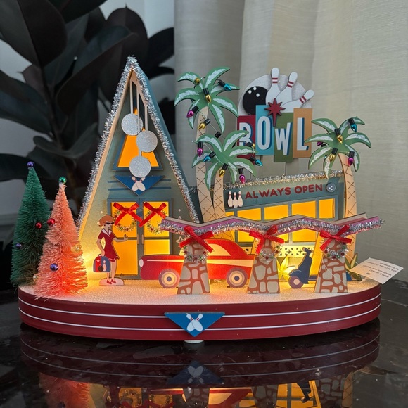 World Market Laser Cut Wood Mid Century Bowling Alley LED Light Up Decor 2025